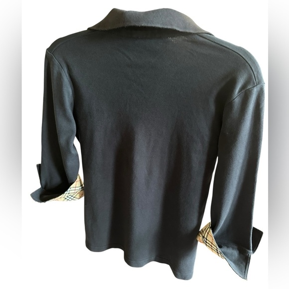 Burberry Navy Long Sleeve Polo Shirt with Plaid Accents size XXL runs Small - Picture 5 of 8